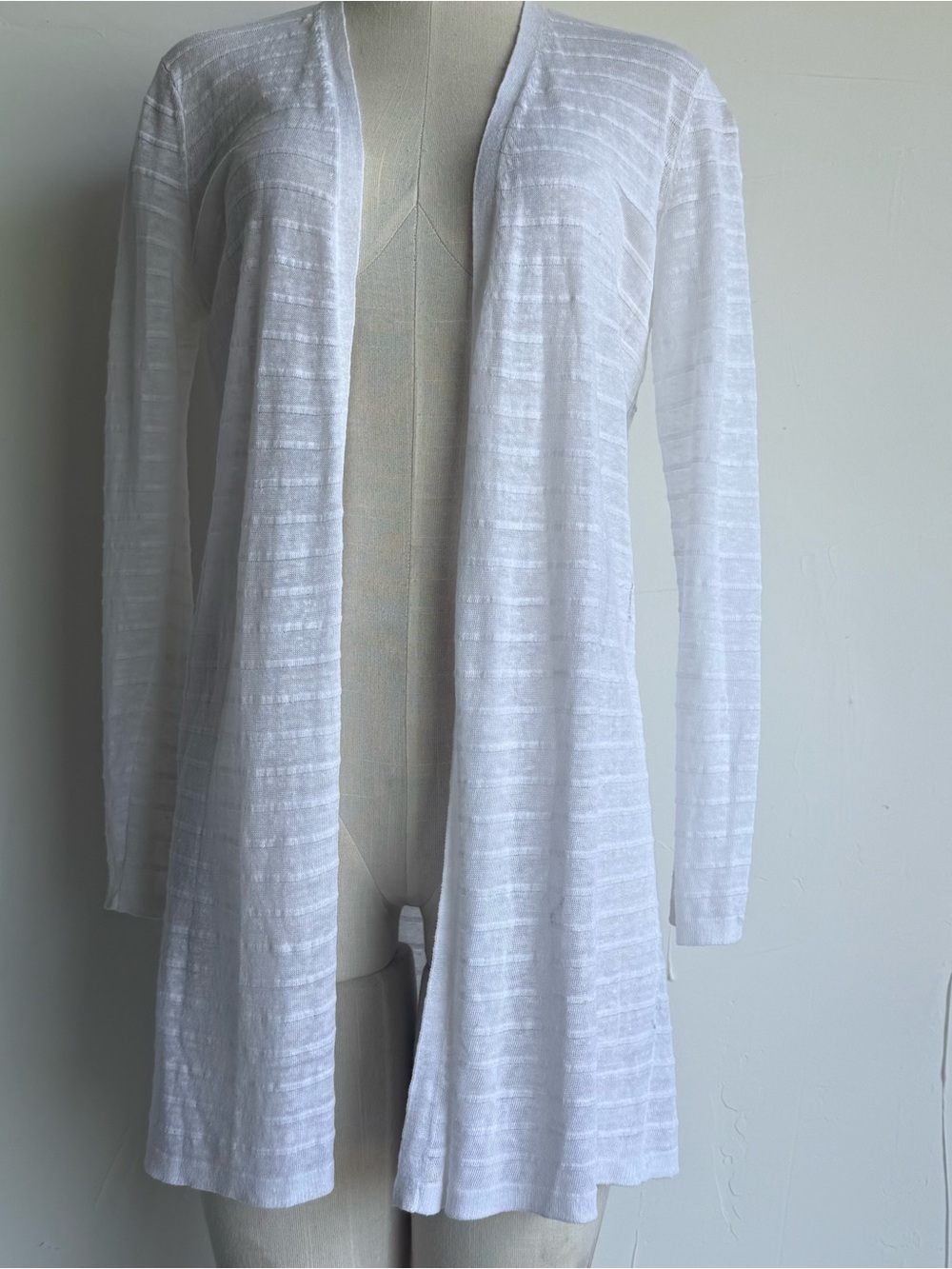 Eileen Fisher duster cardigan XXS White lightweight long sleeves sheer